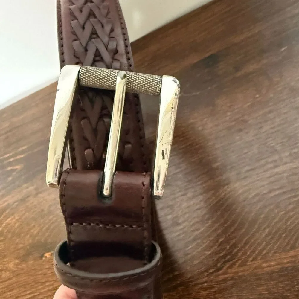 Orvis Men’s  brown woven leather Belt 37-41” 1.25” width